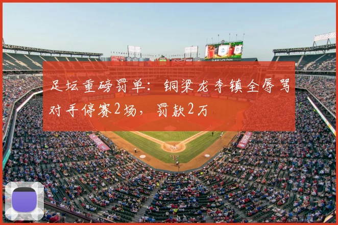 足坛重磅罚单：铜梁龙李镇全辱骂对手停赛2场，罚款2万